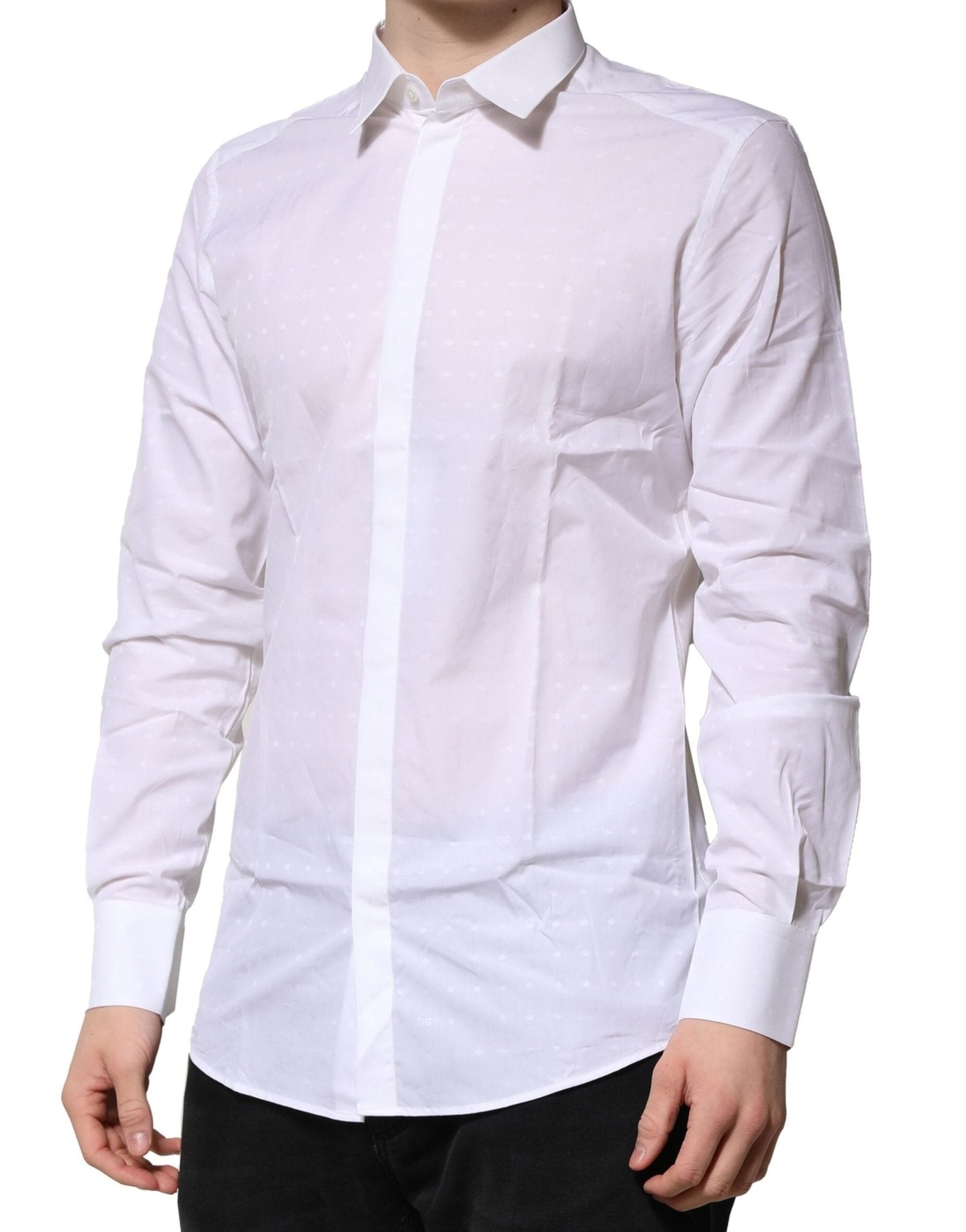 Dolce & Gabbana White Cotton GOLD Long Sleeves Formal Shirt - RIMODA