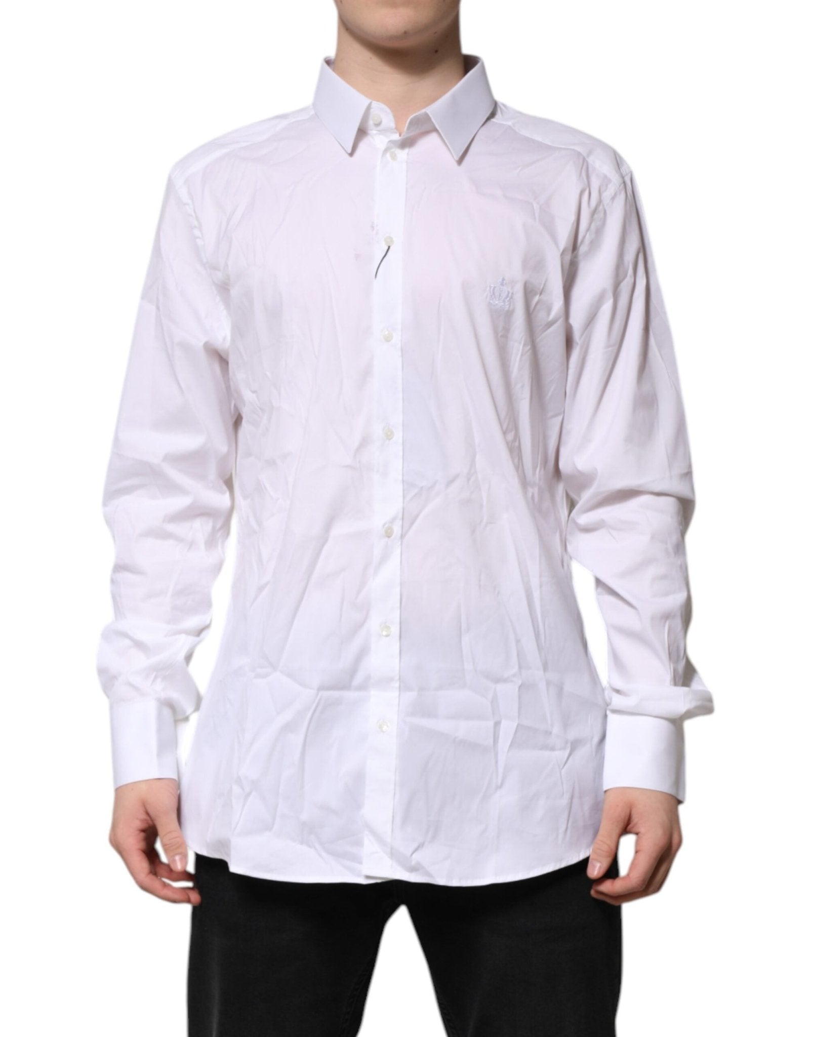 Dolce & Gabbana White Cotton GOLD Long Sleeves Formal Shirt - RIMODA