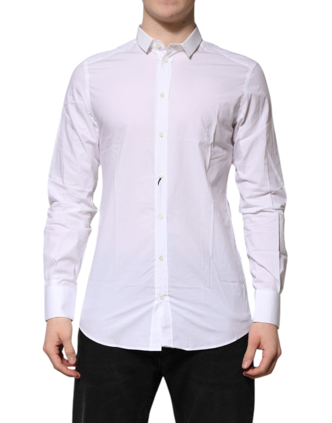 Dolce & Gabbana White Cotton GOLD Long Sleeves Formal Shirt - RIMODA
