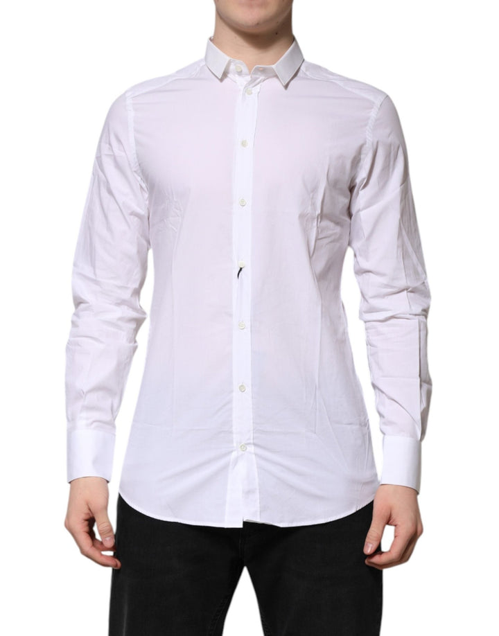 Dolce & Gabbana White Cotton GOLD Long Sleeves Formal Shirt - RIMODA
