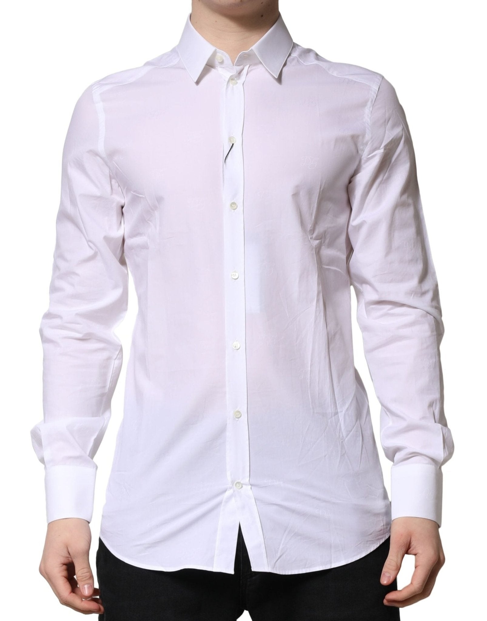 Dolce & Gabbana White Cotton GOLD Long Sleeves Formal Shirt - RIMODA