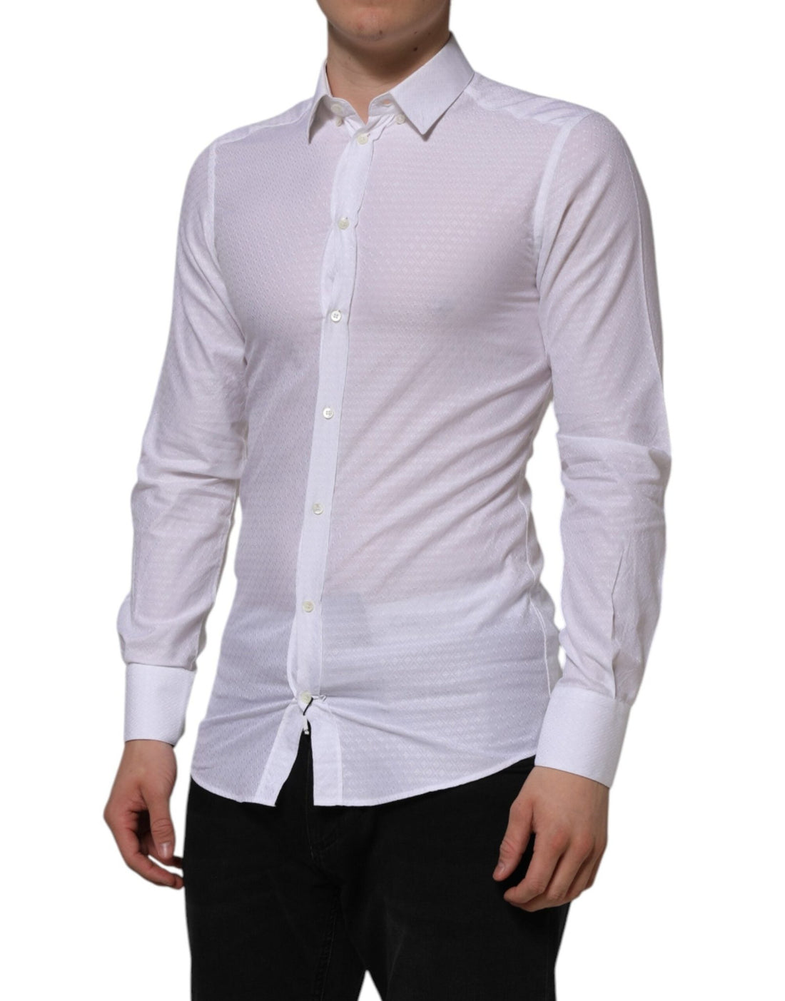 Dolce & Gabbana White Cotton GOLD Long Sleeves Formal Shirt - RIMODA