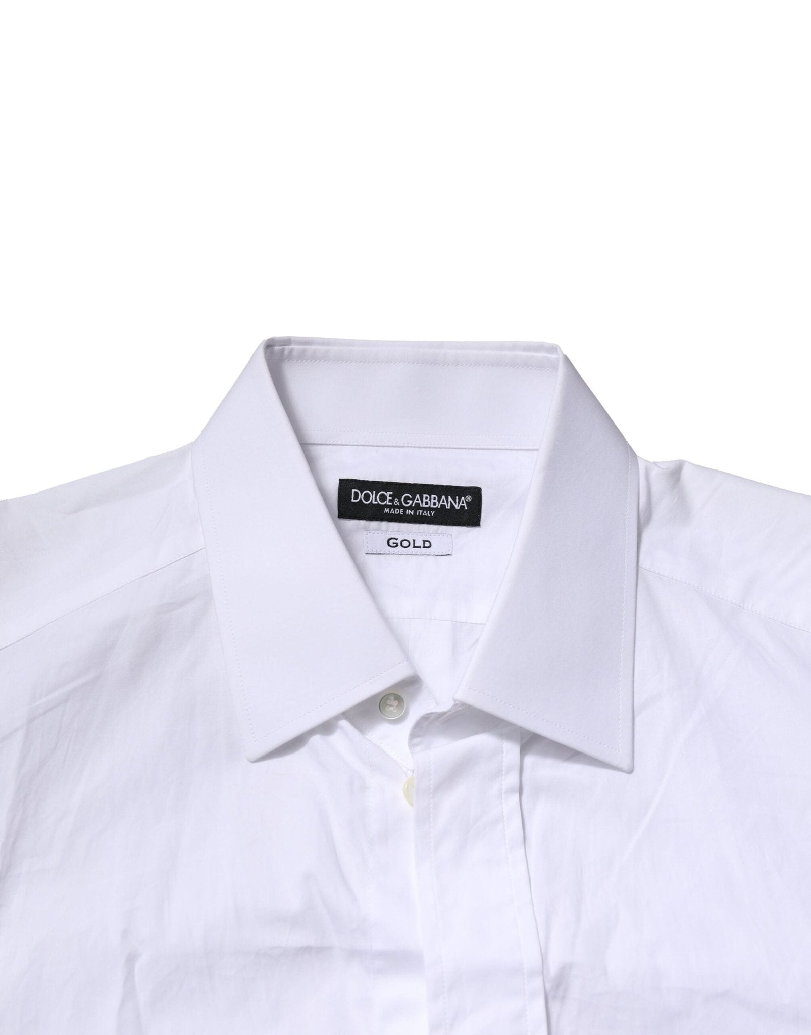 Dolce & Gabbana White Cotton GOLD Long Sleeves Formal Shirt - RIMODA