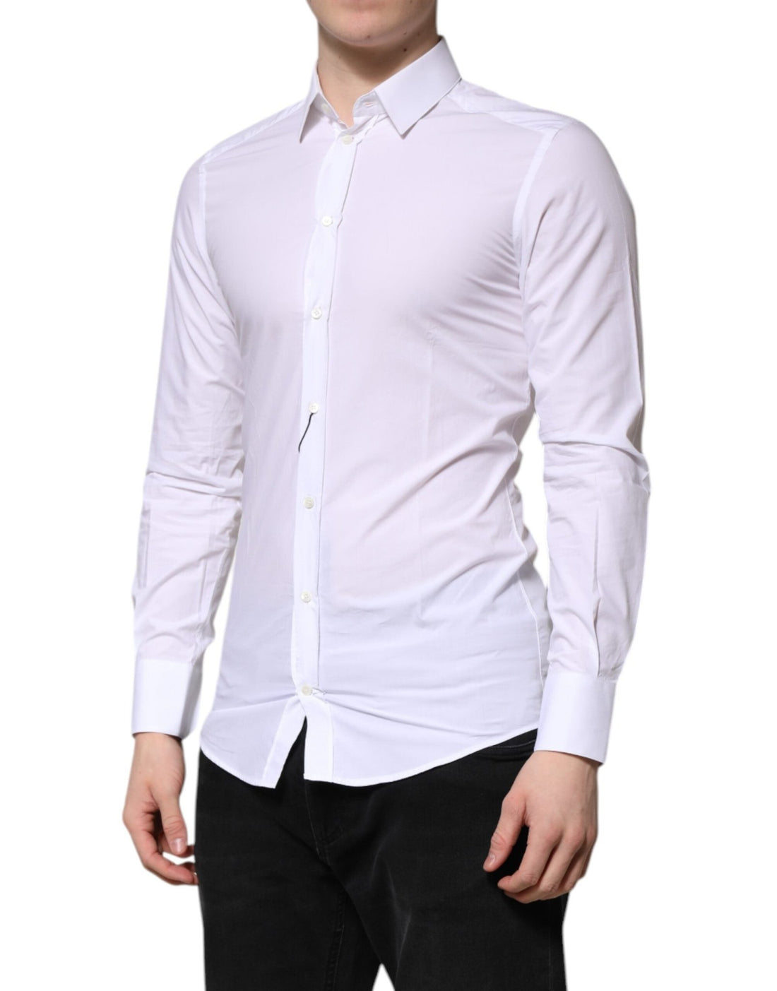 Dolce & Gabbana White Cotton GOLD Long Sleeves Formal Shirt - RIMODA