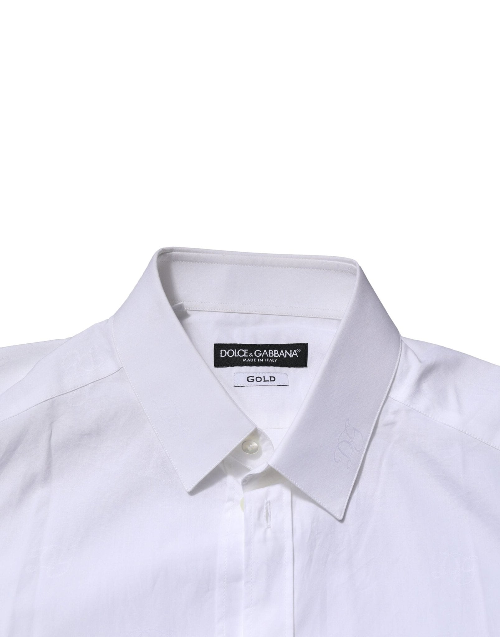 Dolce & Gabbana White Cotton GOLD Long Sleeves Formal Shirt - RIMODA