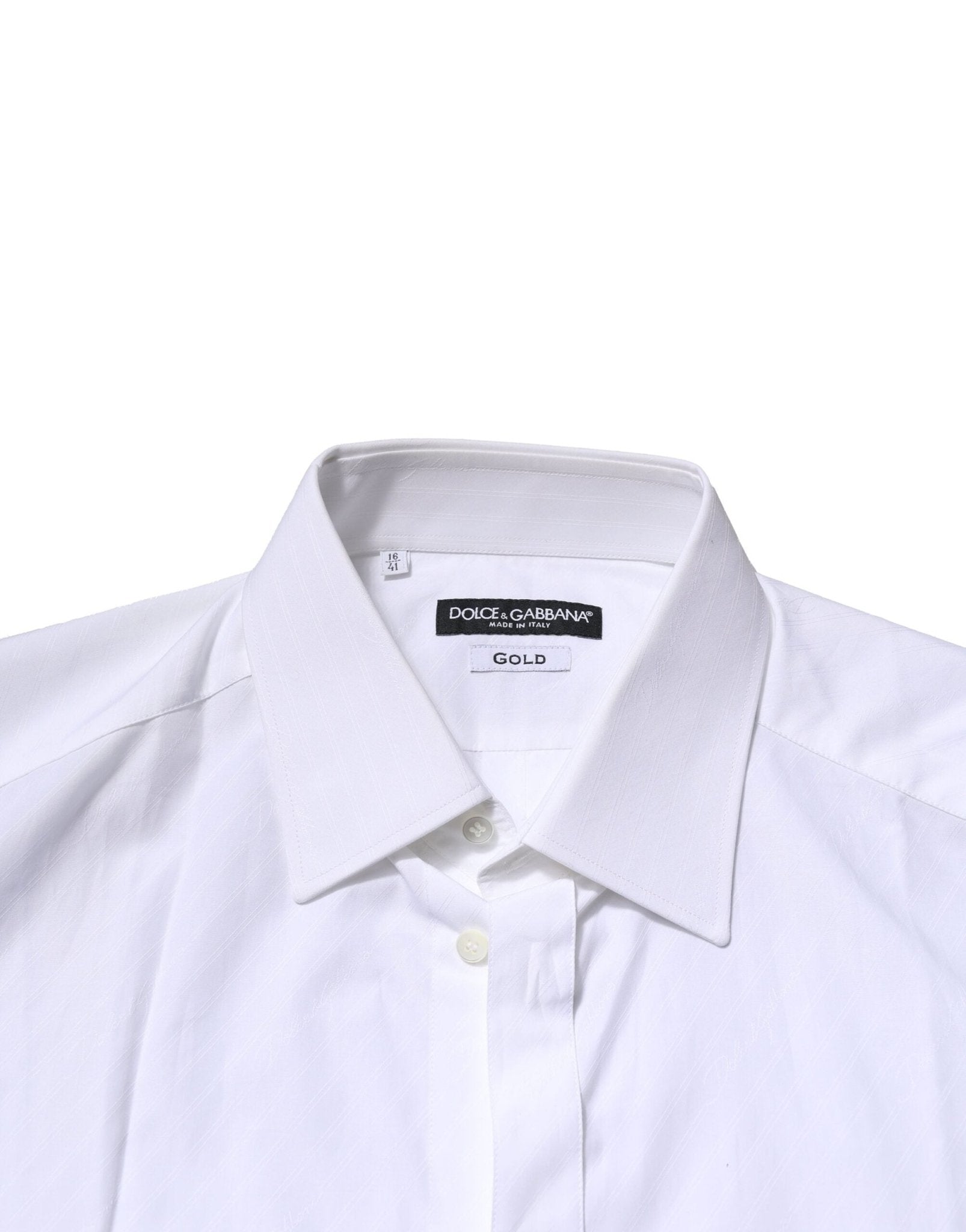 Dolce & Gabbana White Cotton GOLD Long Sleeves Formal Shirt - RIMODA