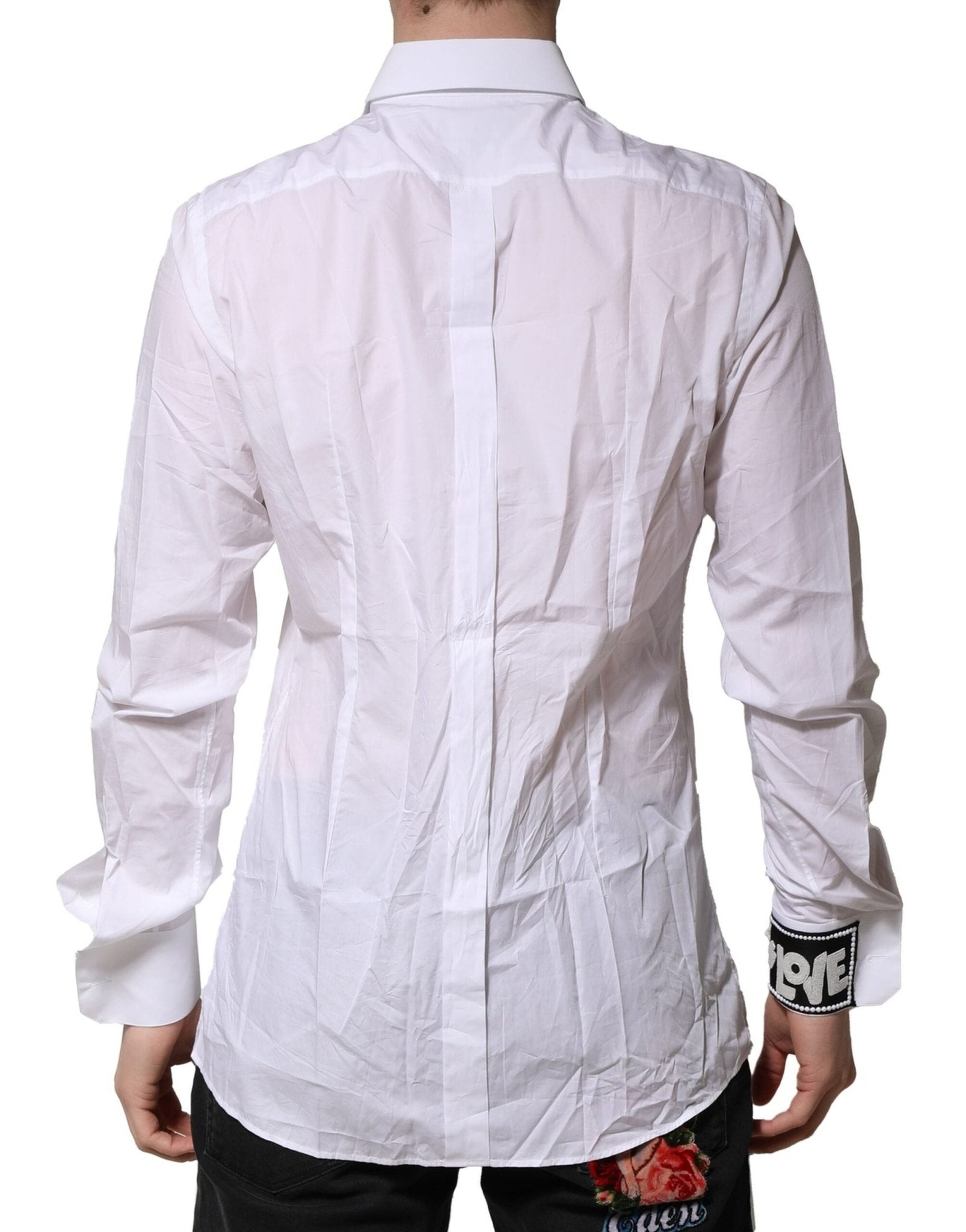 Dolce & Gabbana White Cotton GOLD Long Sleeves Formal Shirt - RIMODA