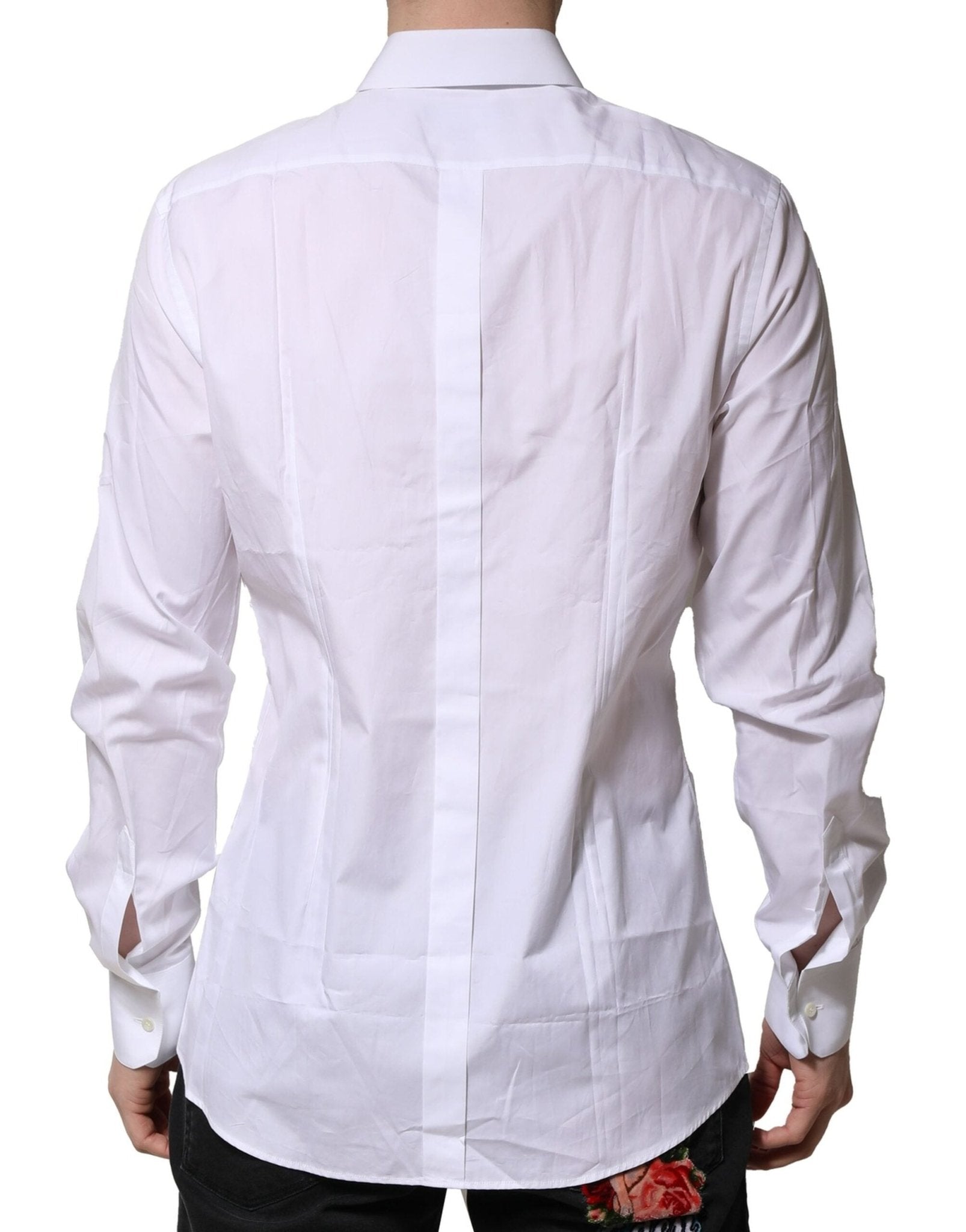 Dolce & Gabbana White Cotton GOLD Long Sleeves Formal Shirt - RIMODA