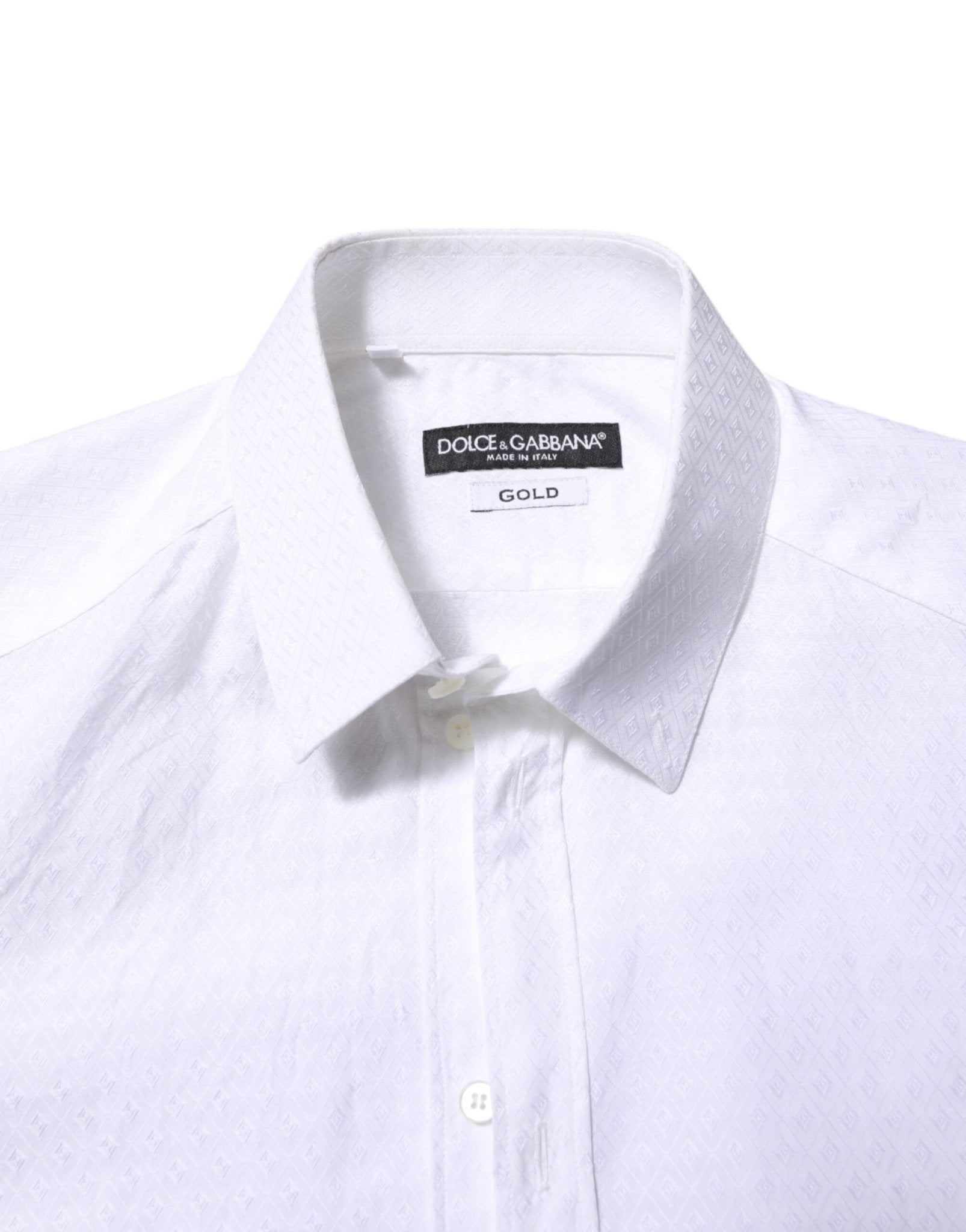 Dolce & Gabbana White Cotton GOLD Long Sleeves Formal Shirt - RIMODA