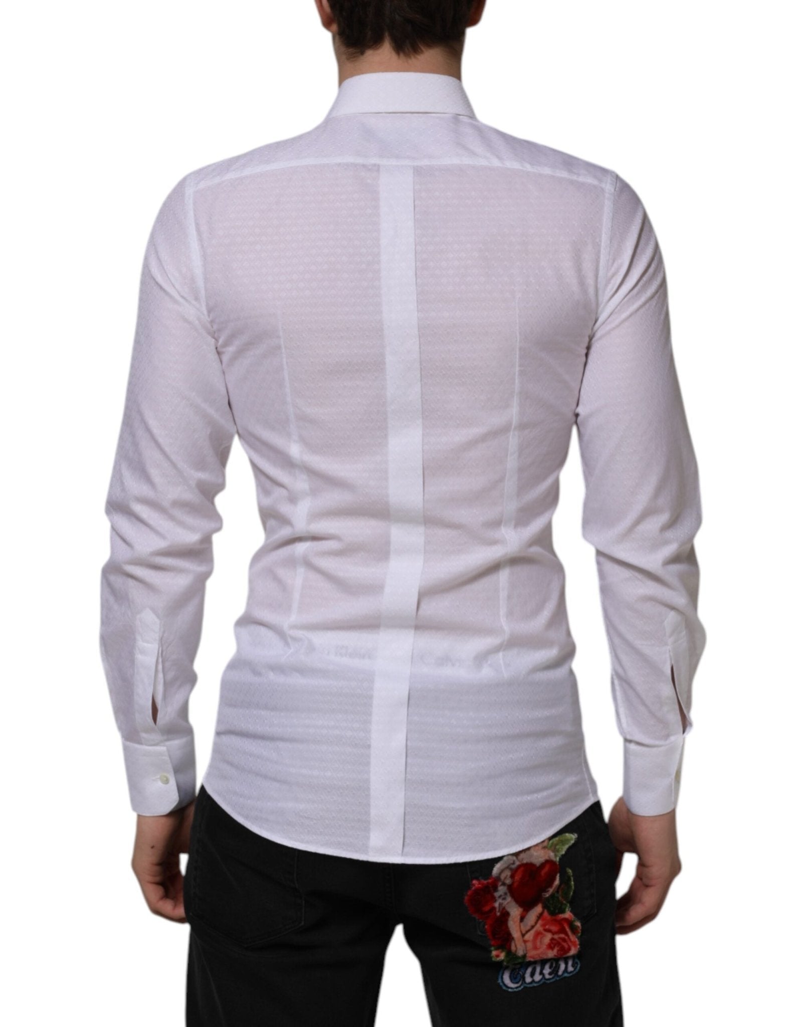 Dolce & Gabbana White Cotton GOLD Long Sleeves Formal Shirt - RIMODA