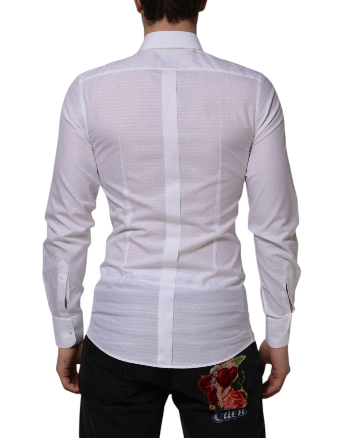 Dolce & Gabbana White Cotton GOLD Long Sleeves Formal Shirt - RIMODA
