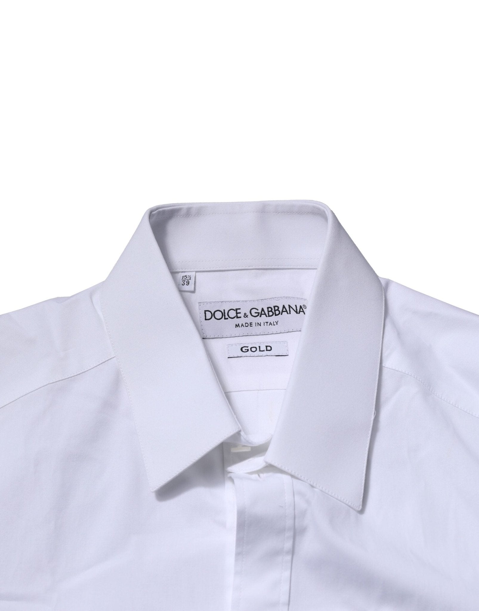 Dolce & Gabbana White Cotton GOLD Long Sleeves Formal Shirt - RIMODA
