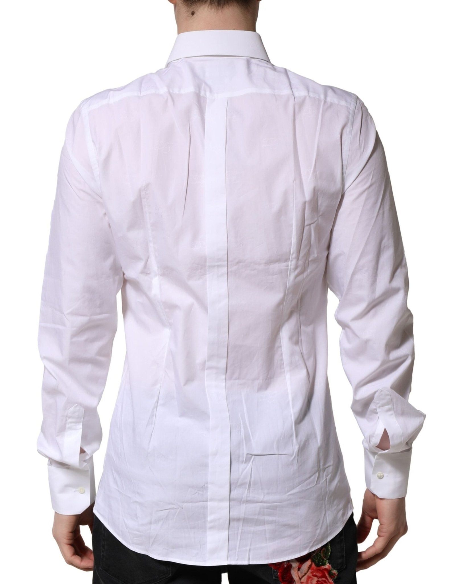 Dolce & Gabbana White Cotton GOLD Long Sleeves Formal Shirt - RIMODA