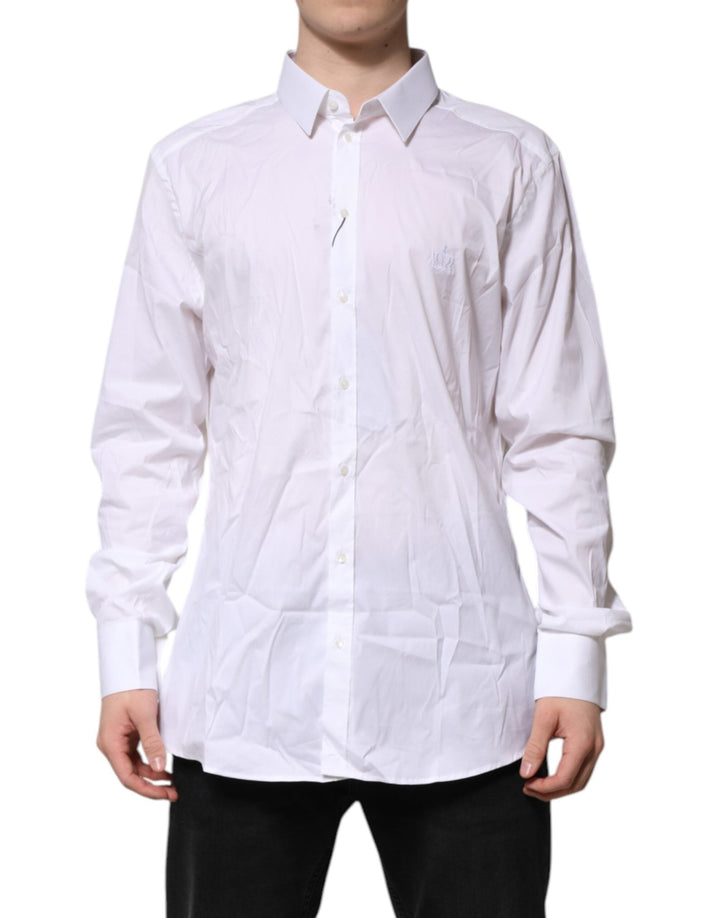 Dolce & Gabbana White Cotton GOLD Long Sleeves Formal Shirt - RIMODA