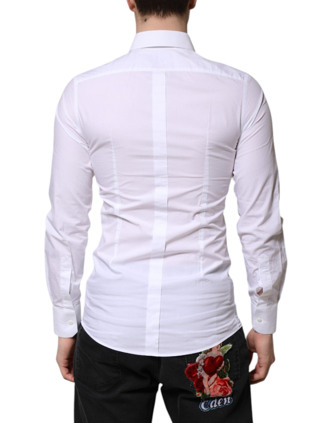 Dolce & Gabbana White Cotton GOLD Long Sleeves Formal Shirt - RIMODA