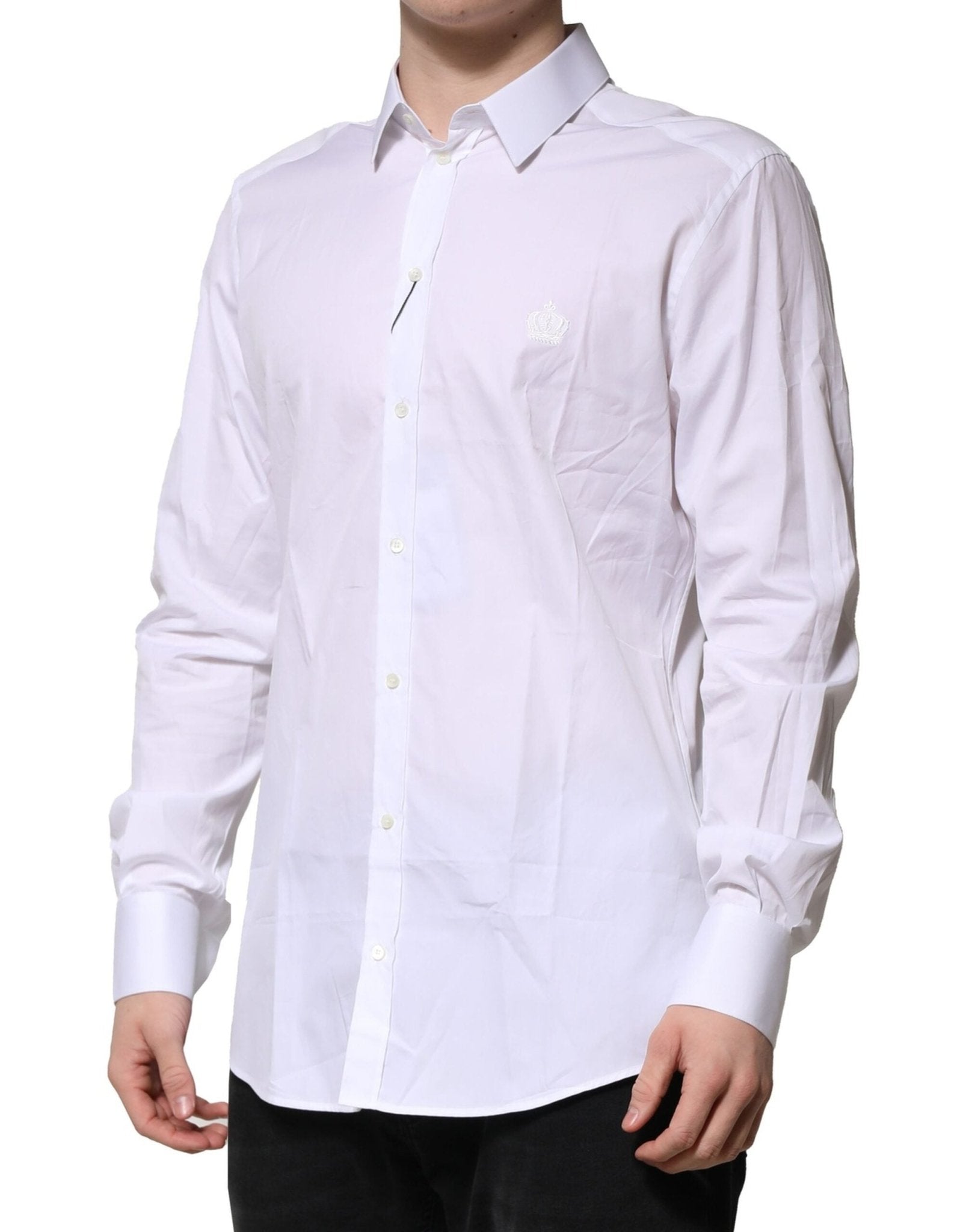 Dolce & Gabbana White Cotton GOLD Long Sleeves Formal Shirt - RIMODA