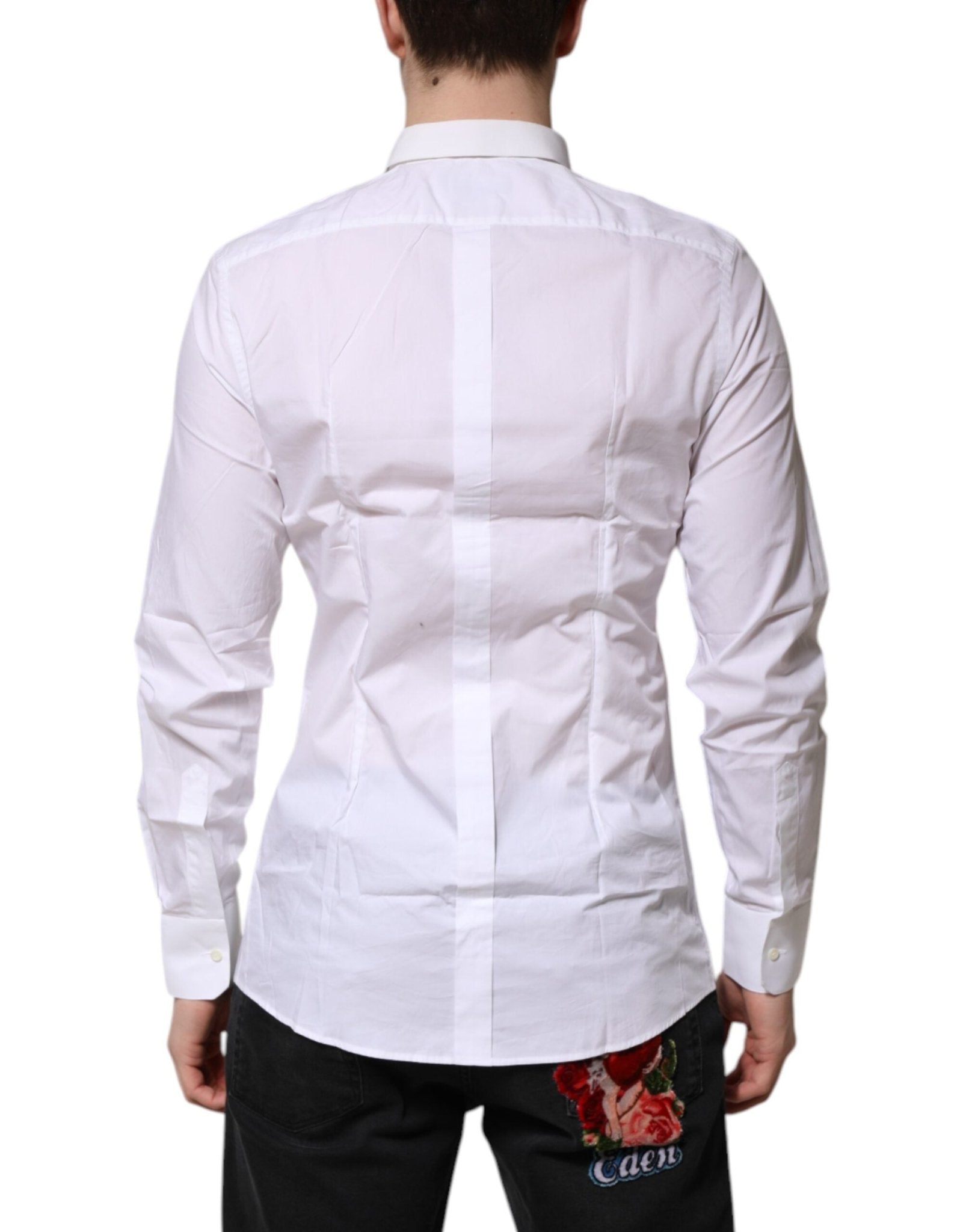 Dolce & Gabbana White Cotton GOLD Long Sleeves Formal Shirt - RIMODA