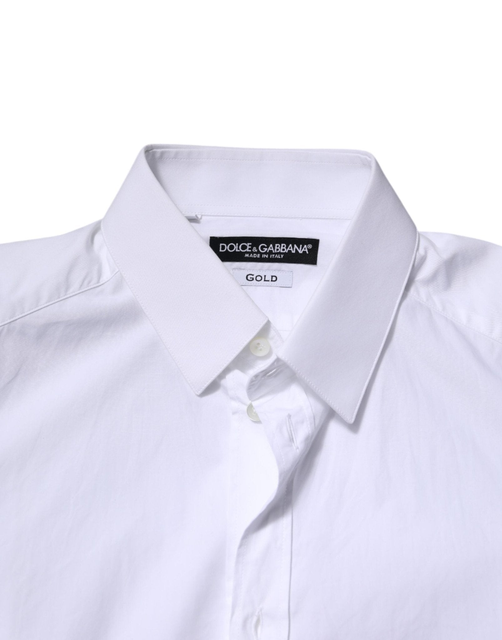 Dolce & Gabbana White Cotton GOLD Long Sleeves Formal Shirt - RIMODA