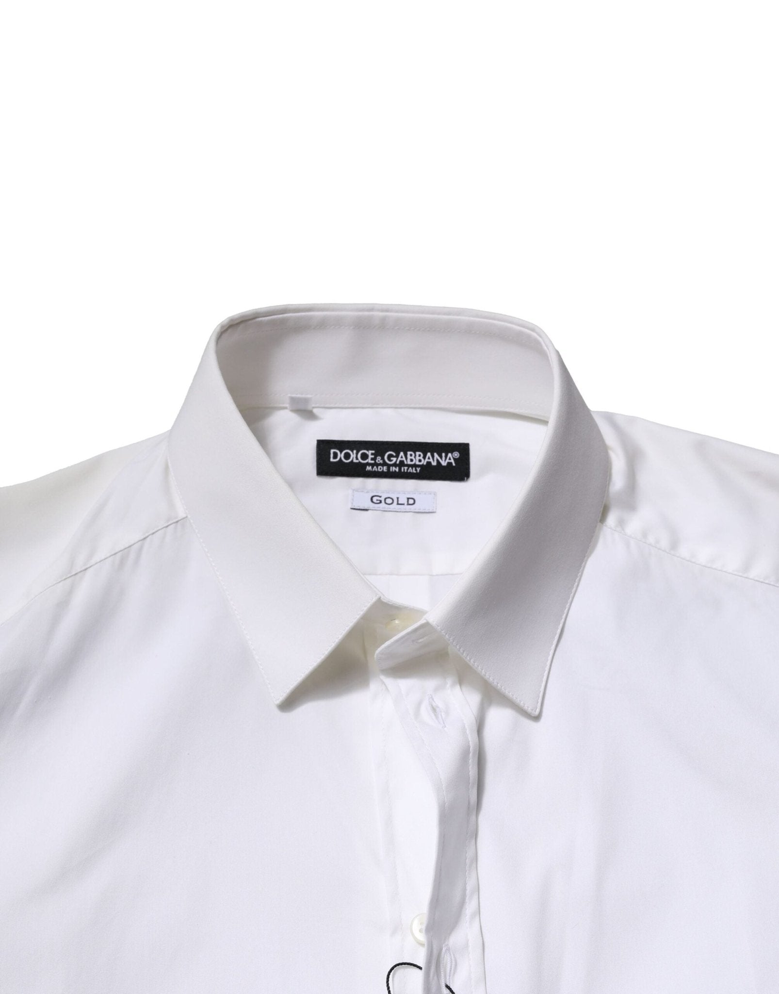 Dolce & Gabbana White Cotton GOLD Long Sleeves Formal Shirt - RIMODA