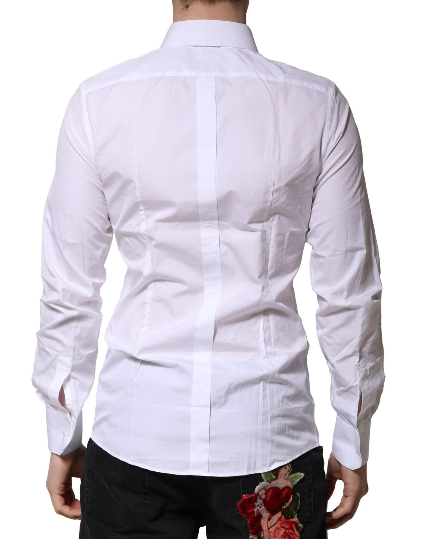 Dolce & Gabbana White Cotton GOLD Long Sleeves Formal Shirt - RIMODA