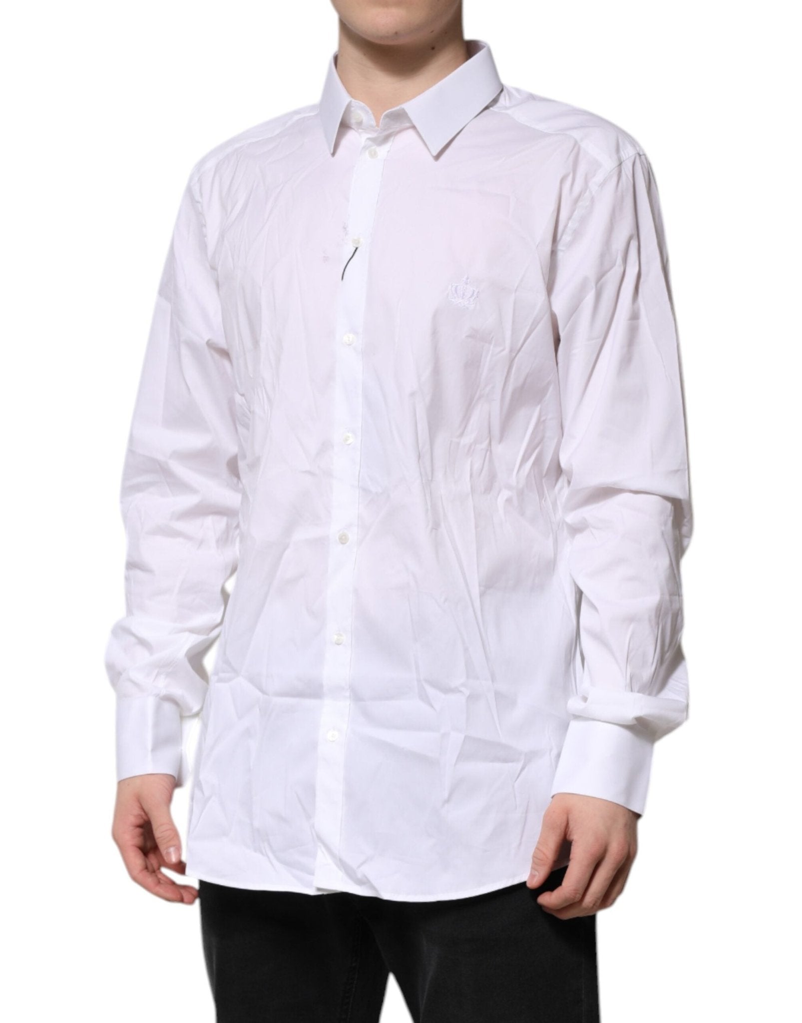 Dolce & Gabbana White Cotton GOLD Long Sleeves Formal Shirt - RIMODA