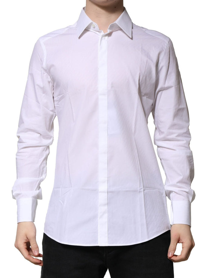 Dolce & Gabbana White Cotton GOLD Long Sleeves Formal Shirt - RIMODA