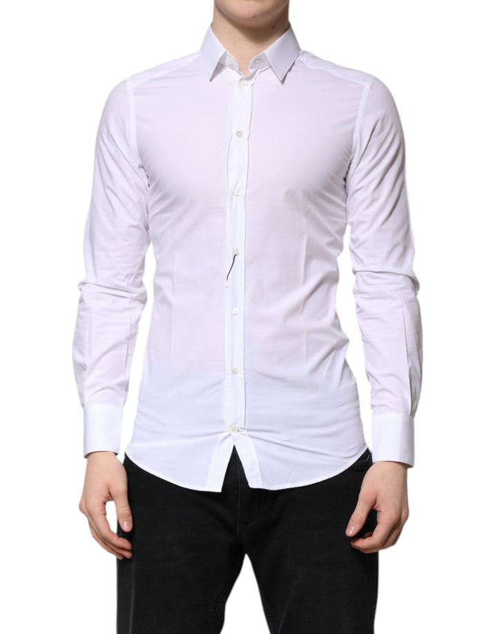Dolce & Gabbana White Cotton GOLD Long Sleeves Formal Shirt - RIMODA