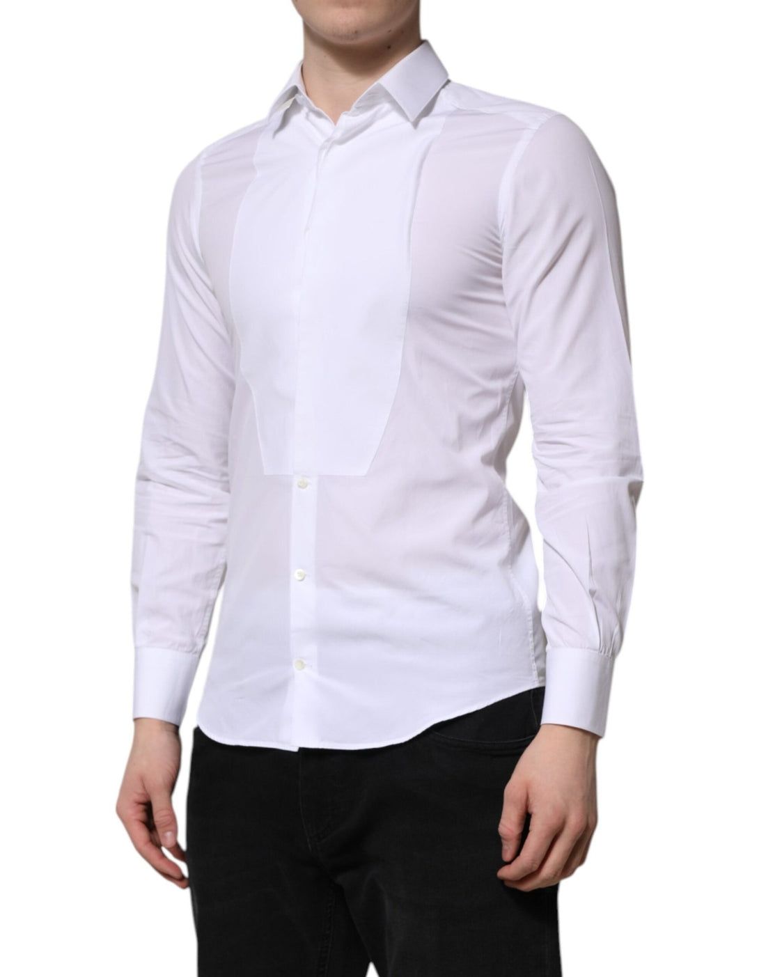 Dolce & Gabbana White Cotton GOLD Long Sleeves Men Dress Shirt - RIMODA