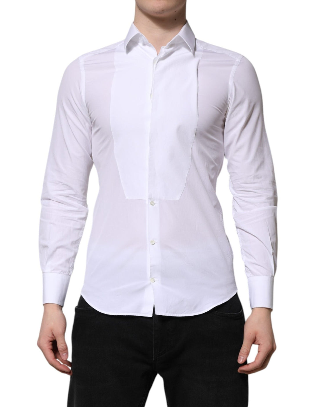 Dolce & Gabbana White Cotton GOLD Long Sleeves Men Dress Shirt - RIMODA