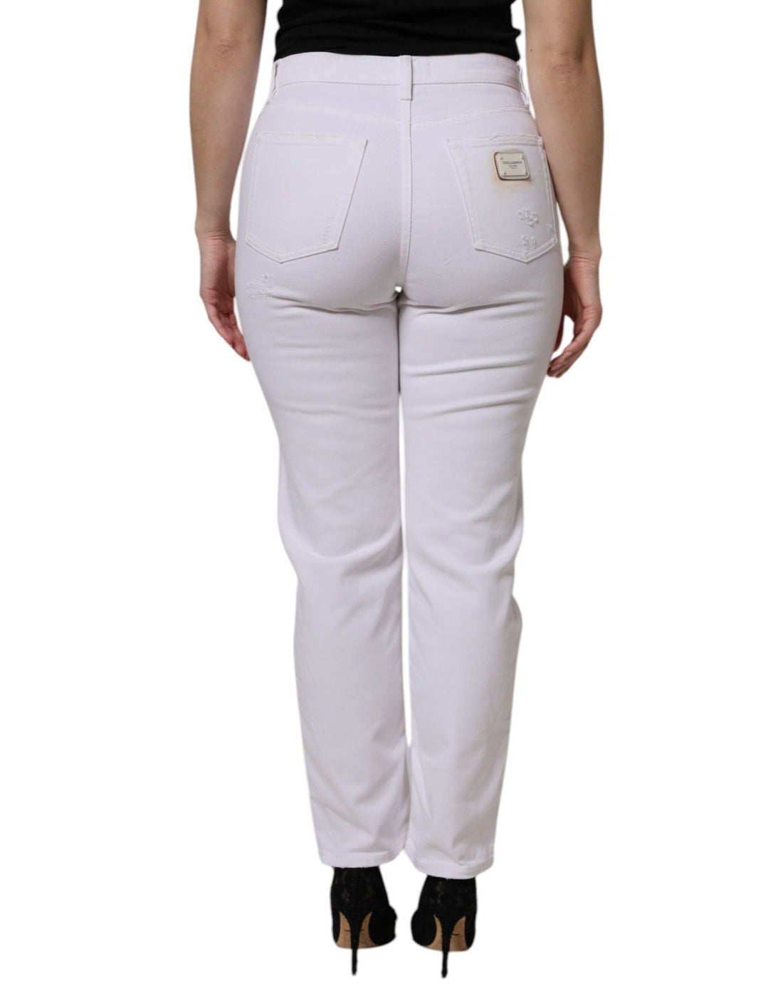 Dolce & Gabbana White Cotton High Waist Skinny Denim Jeans - RIMODA
