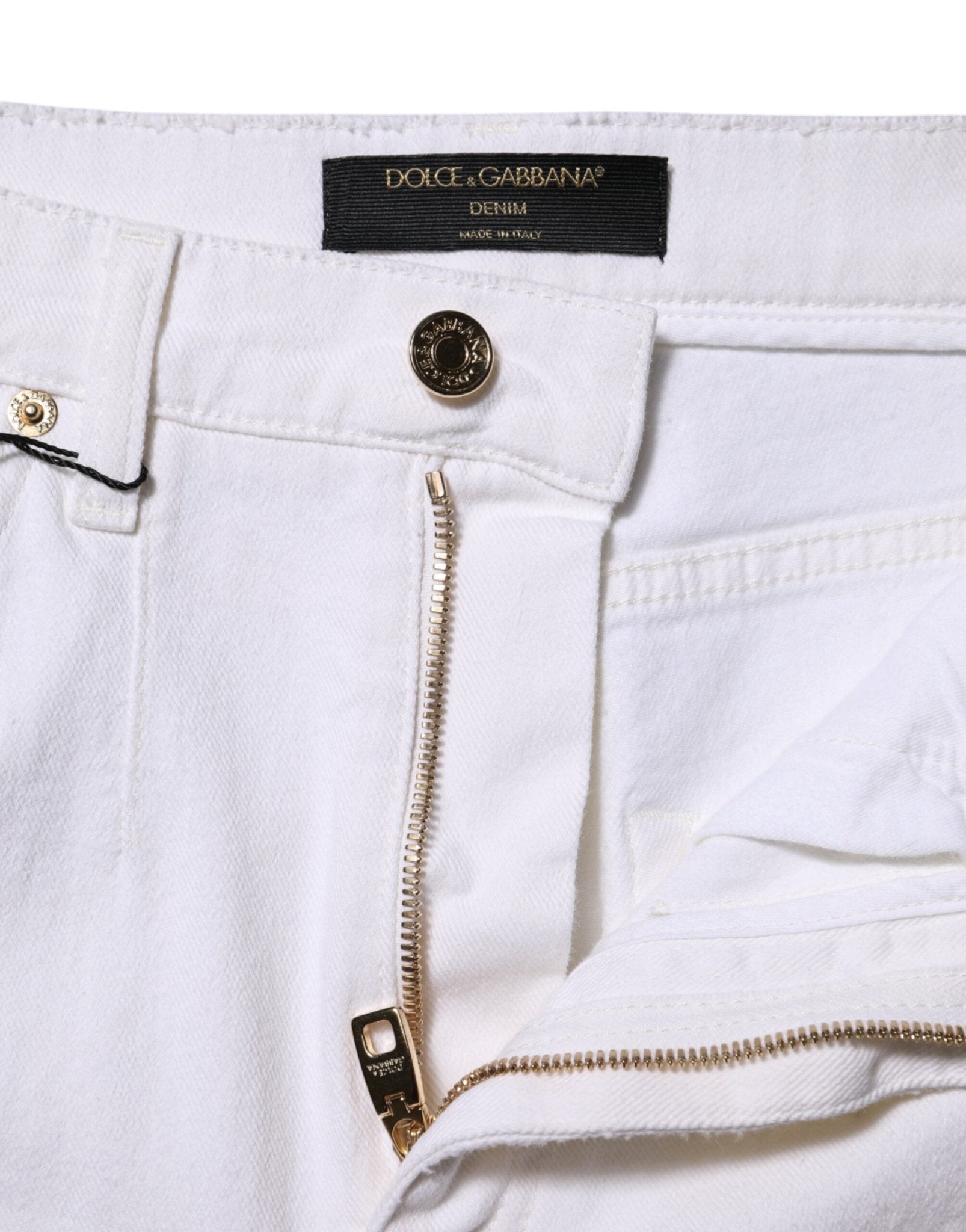Dolce & Gabbana White Cotton High Waist Straight Denim Jeans - RIMODA