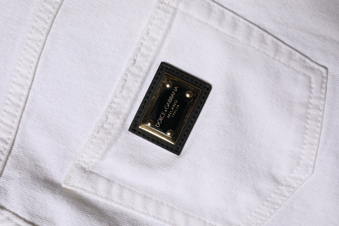 Dolce & Gabbana White Cotton High Waist Straight Denim Jeans - RIMODA
