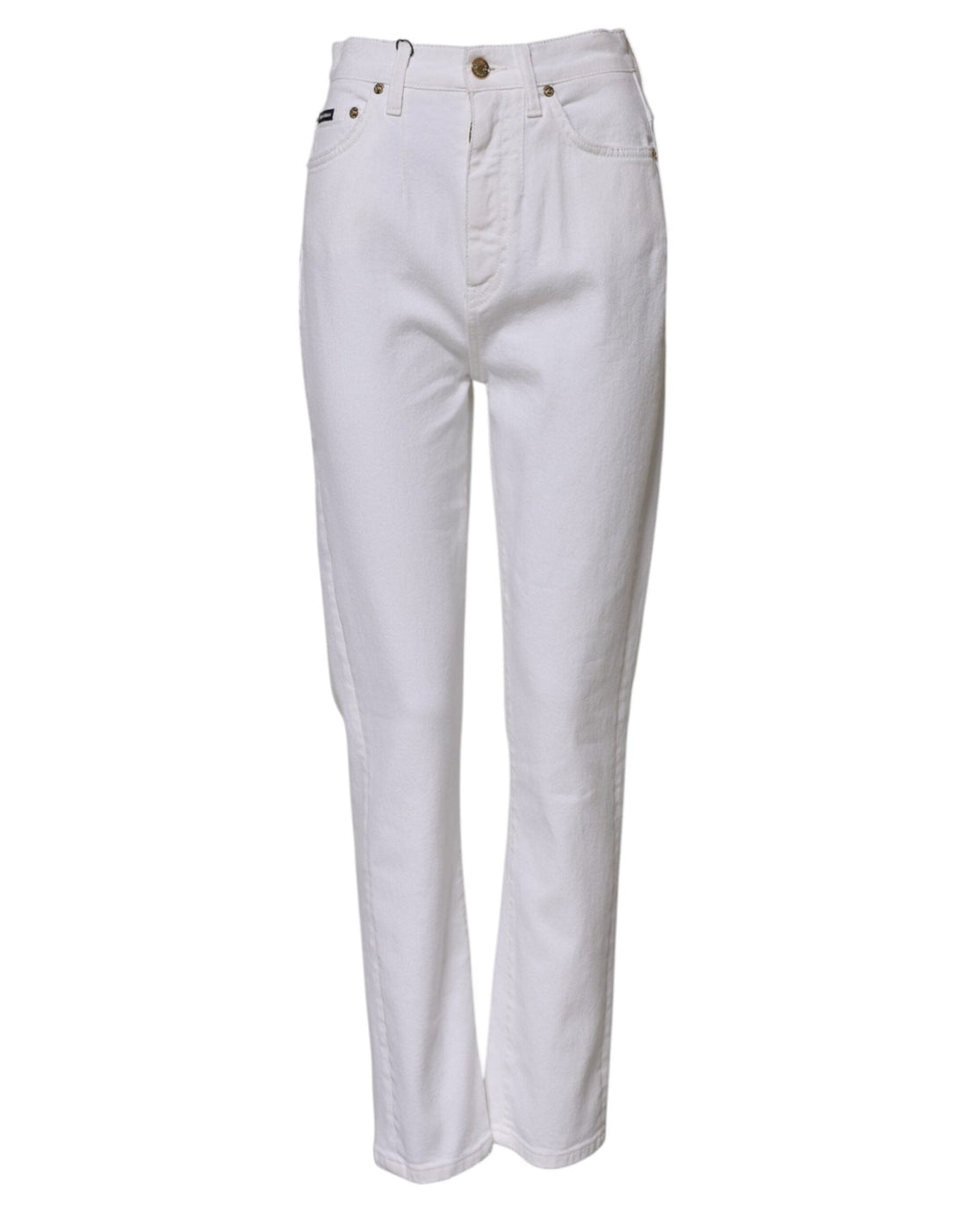 Dolce & Gabbana White Cotton High Waist Straight Denim Jeans - RIMODA
