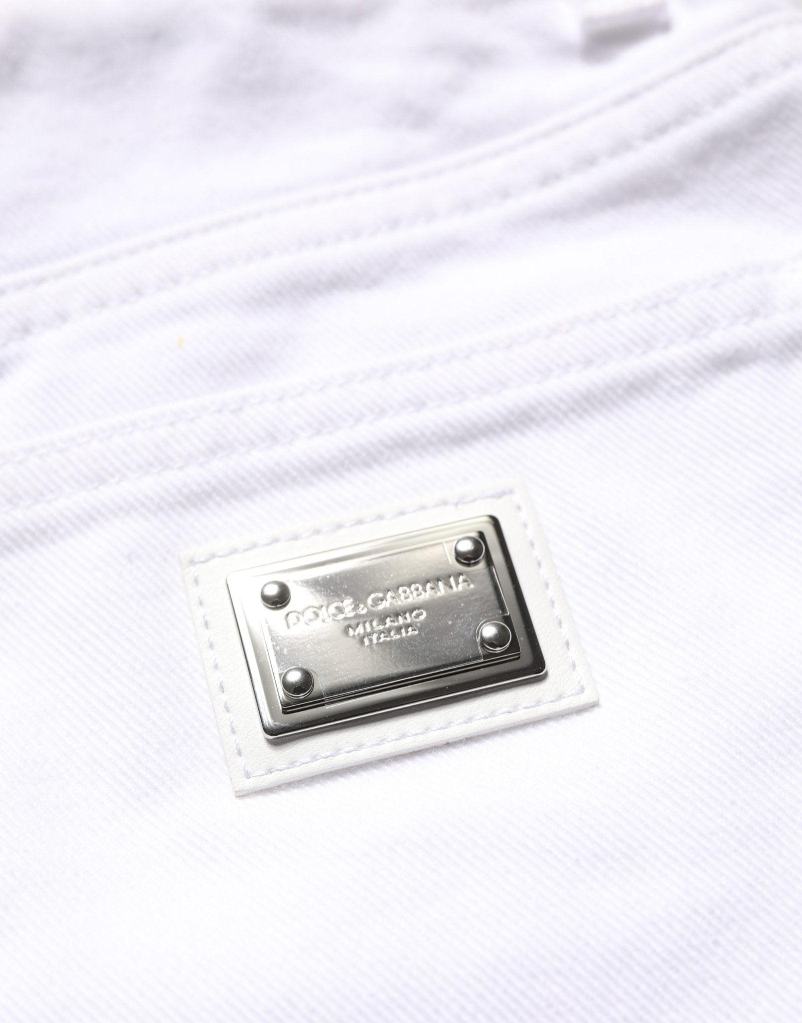 Dolce & Gabbana White Cotton HighWaist Denim Hotpants Shorts - RIMODA