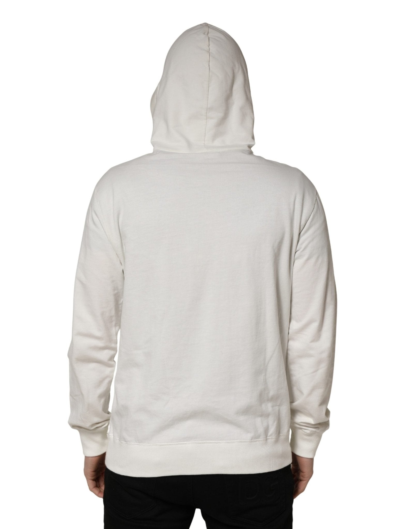 Dolce & Gabbana White Cotton Hooded Sweatshirt Sweater - RIMODA