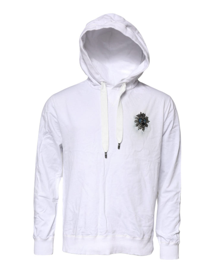 Dolce & Gabbana White Cotton Hooded Sweatshirt Sweater - RIMODA