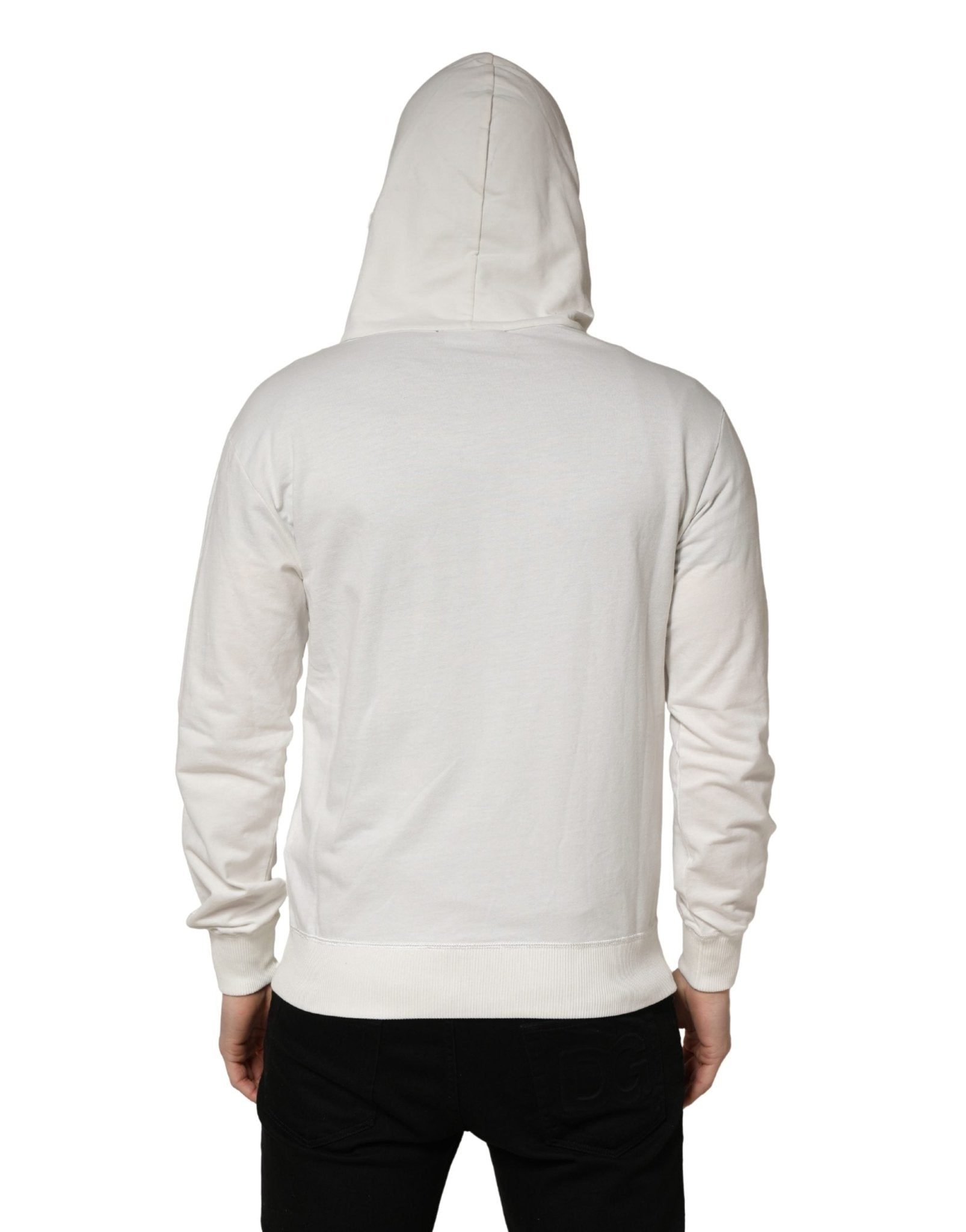 Dolce & Gabbana White Cotton Hooded Sweatshirt Sweater - RIMODA