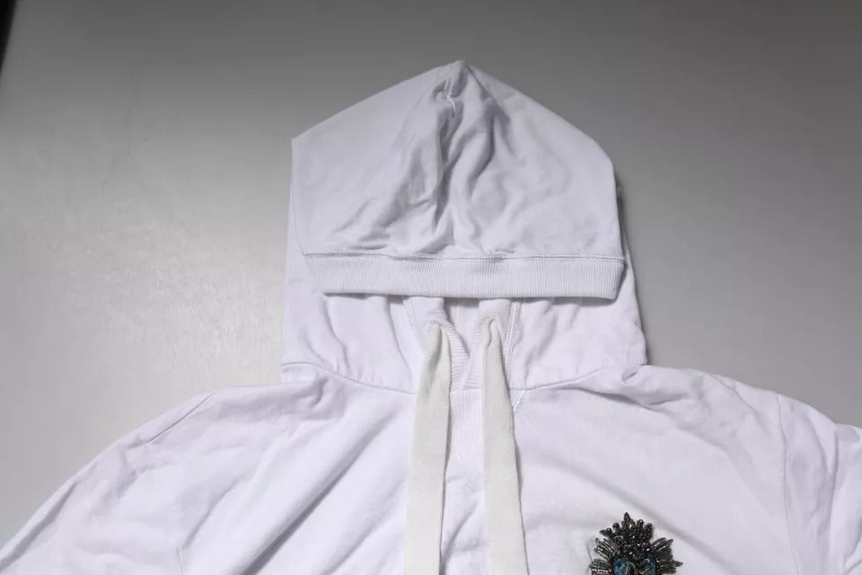 Dolce & Gabbana White Cotton Hooded Sweatshirt Sweater - RIMODA