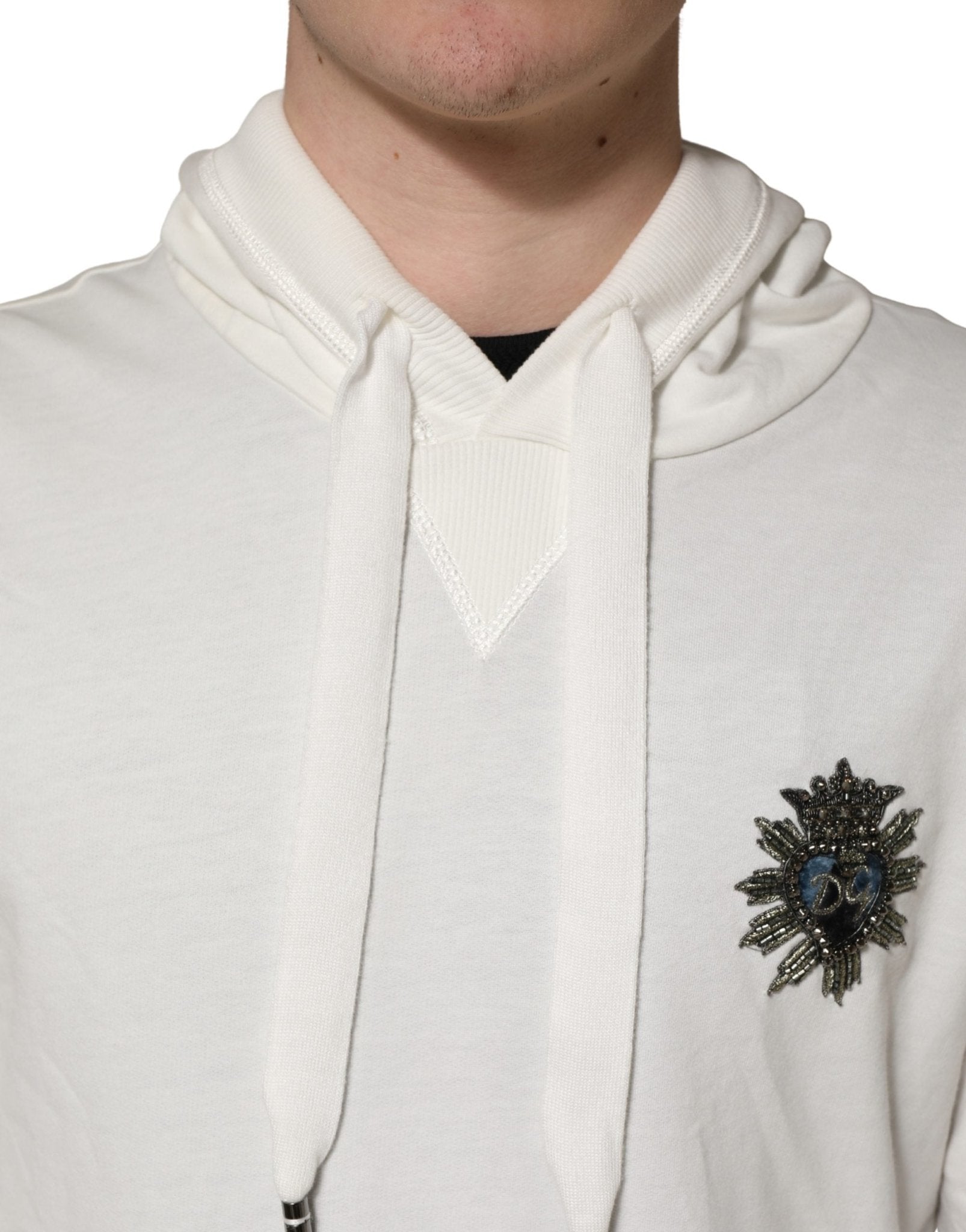 Dolce & Gabbana White Cotton Hooded Sweatshirt Sweater - RIMODA