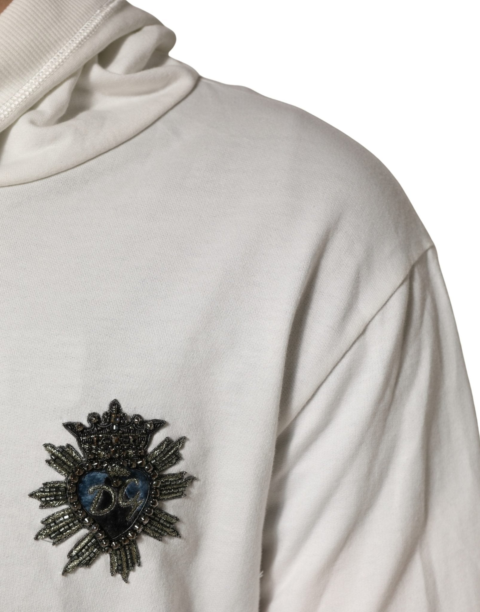 Dolce & Gabbana White Cotton Hooded Sweatshirt Sweater - RIMODA