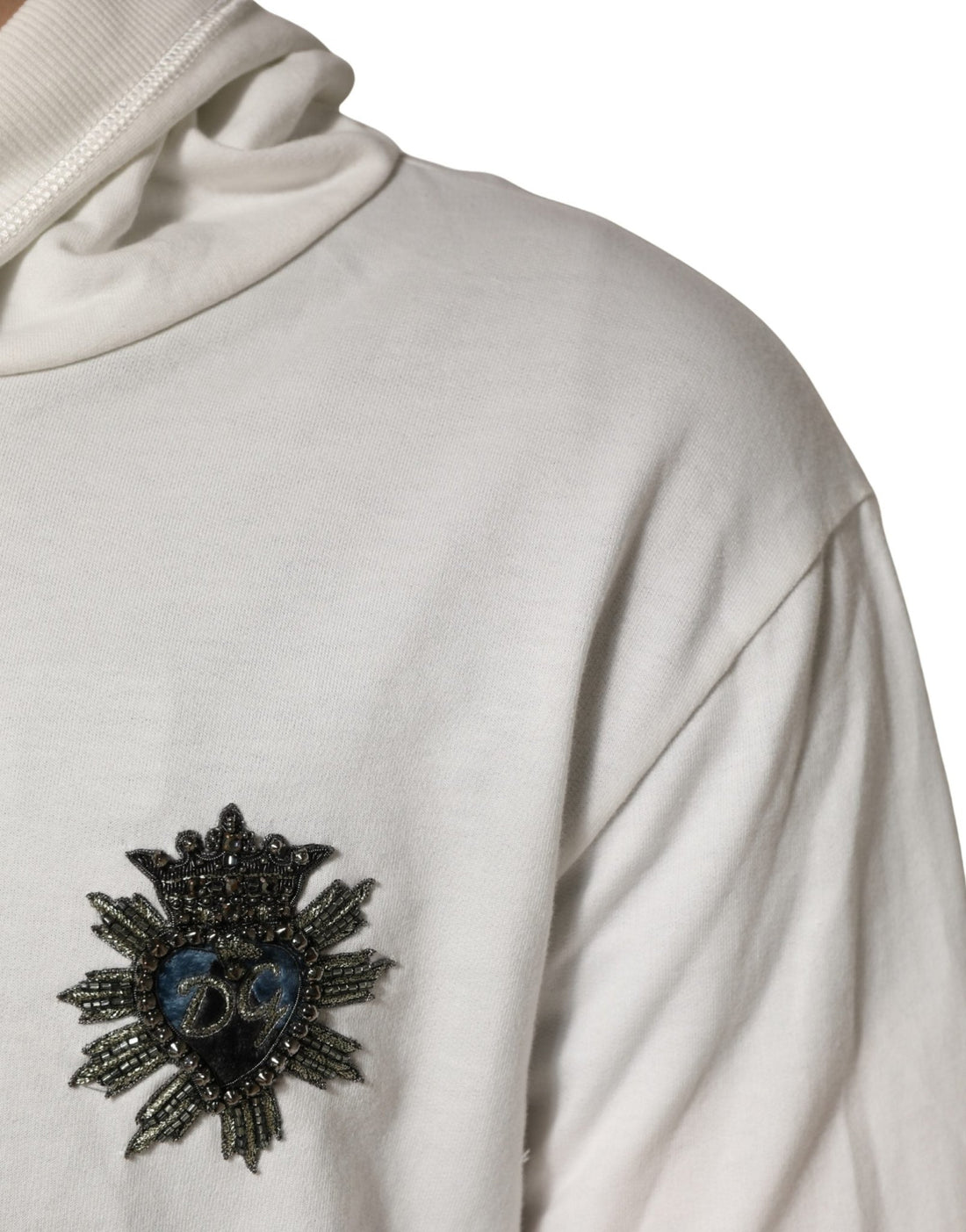 Dolce & Gabbana White Cotton Hooded Sweatshirt Sweater - RIMODA