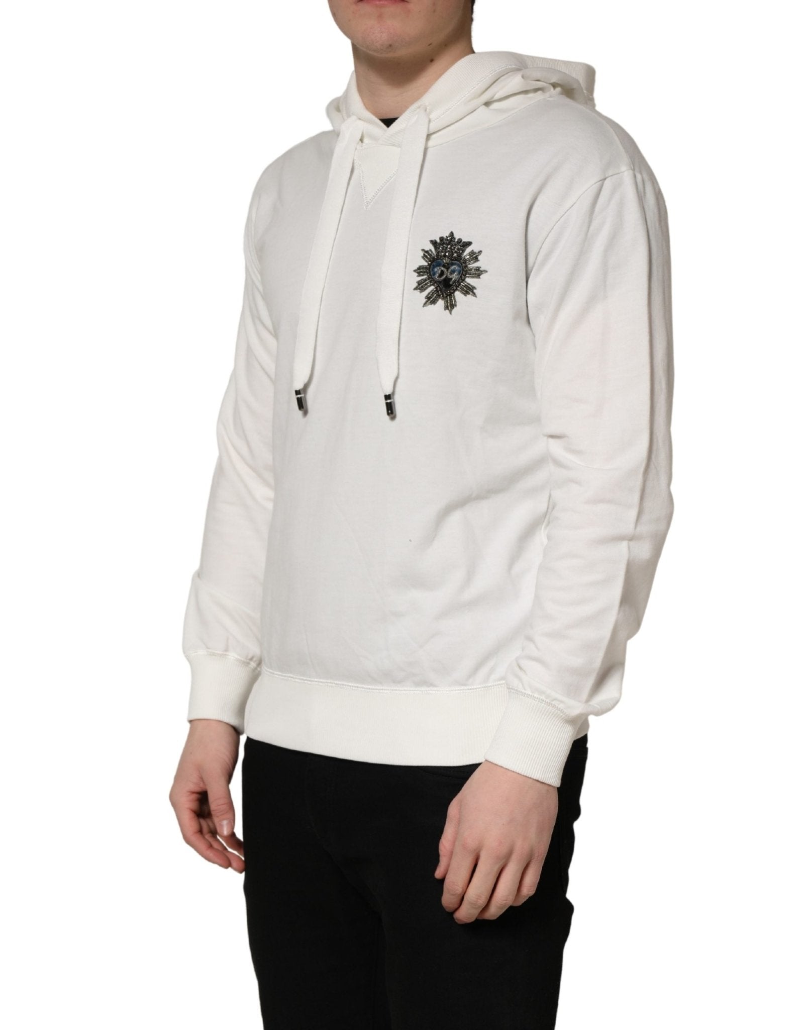 Dolce & Gabbana White Cotton Hooded Sweatshirt Sweater - RIMODA