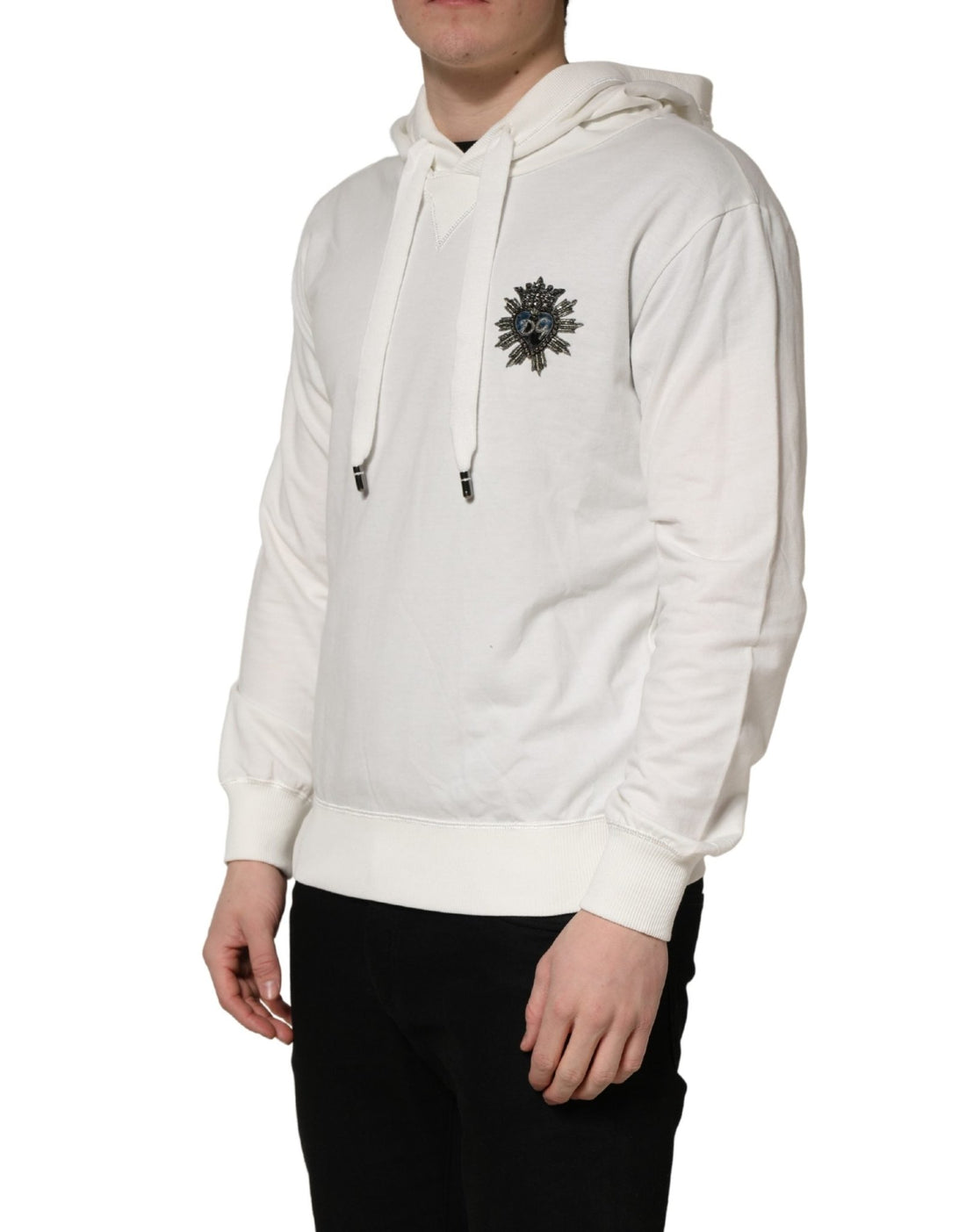 Dolce & Gabbana White Cotton Hooded Sweatshirt Sweater - RIMODA