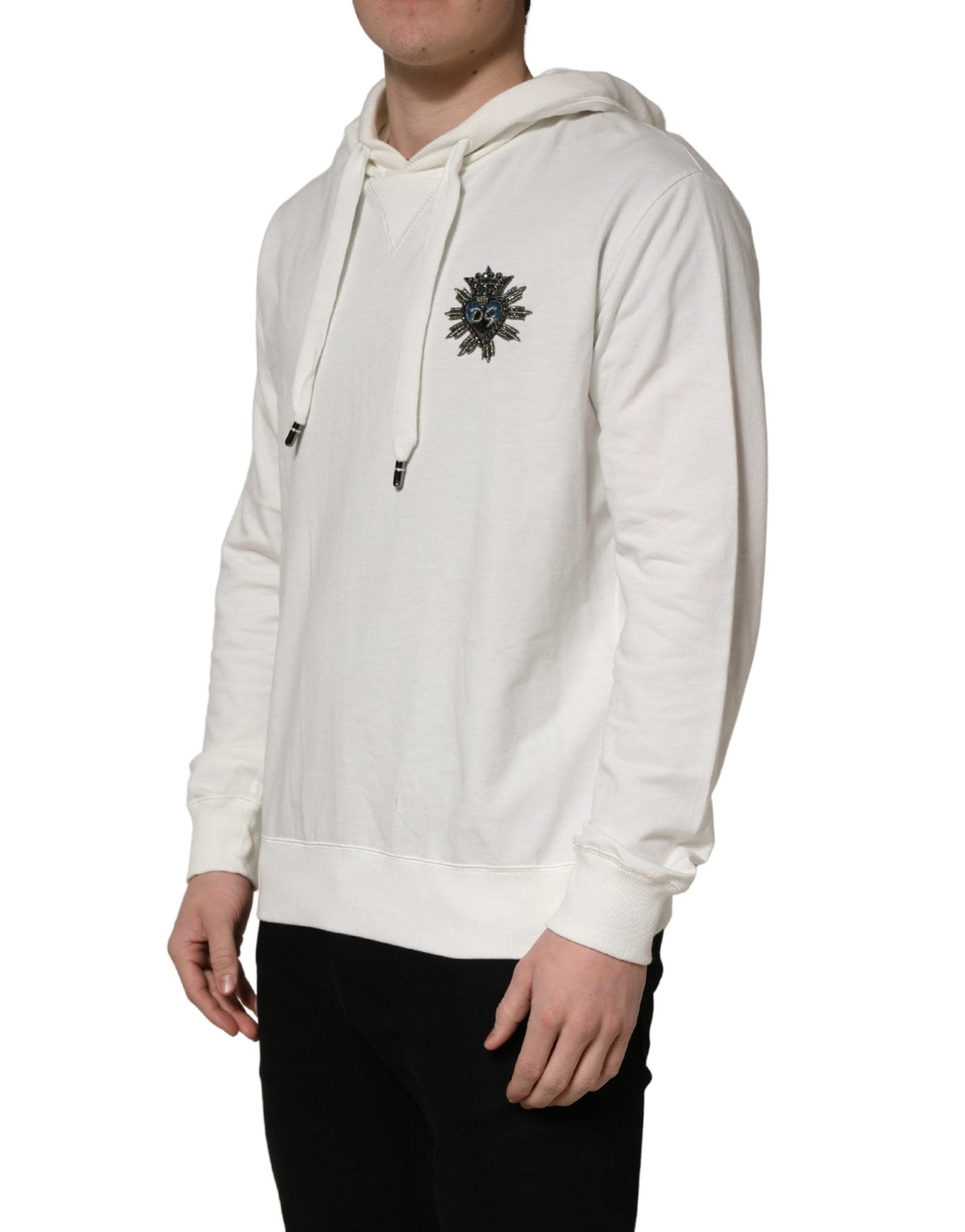 Dolce & Gabbana White Cotton Hooded Sweatshirt Sweater - RIMODA