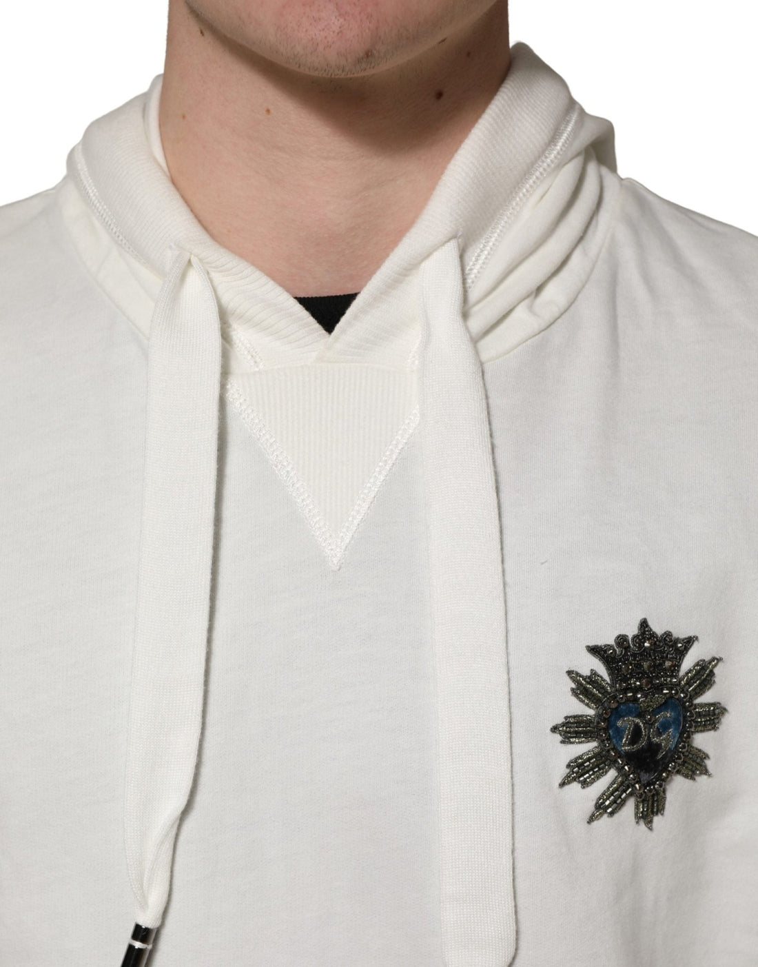 Dolce & Gabbana White Cotton Hooded Sweatshirt Sweater - RIMODA