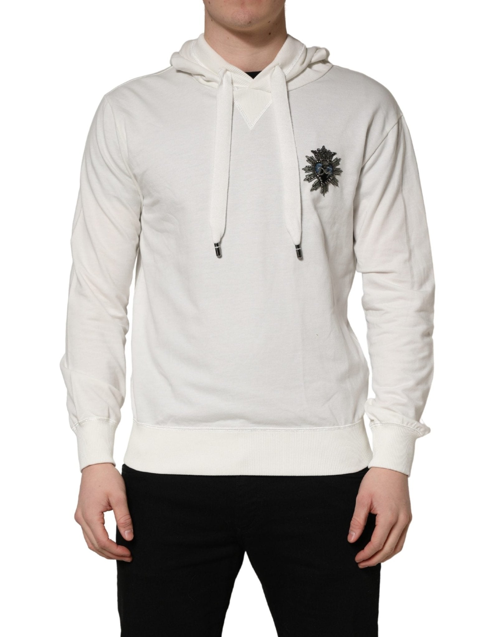 Dolce & Gabbana White Cotton Hooded Sweatshirt Sweater - RIMODA