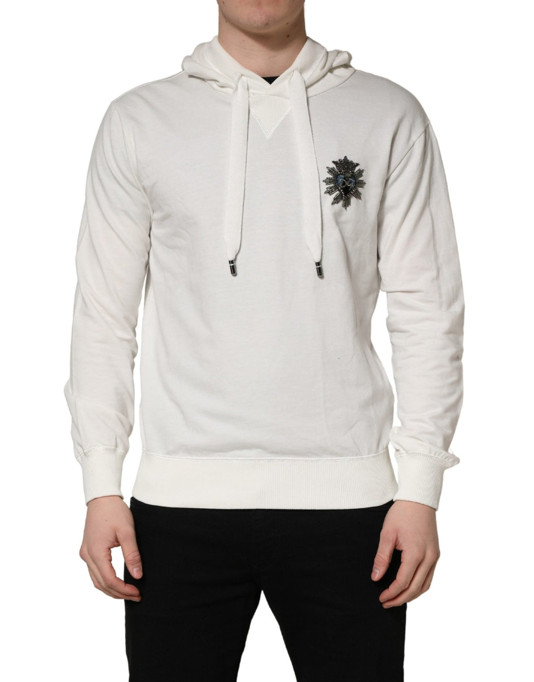 Dolce & Gabbana White Cotton Hooded Sweatshirt Sweater - RIMODA