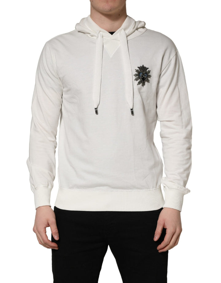 Dolce & Gabbana White Cotton Hooded Sweatshirt Sweater - RIMODA