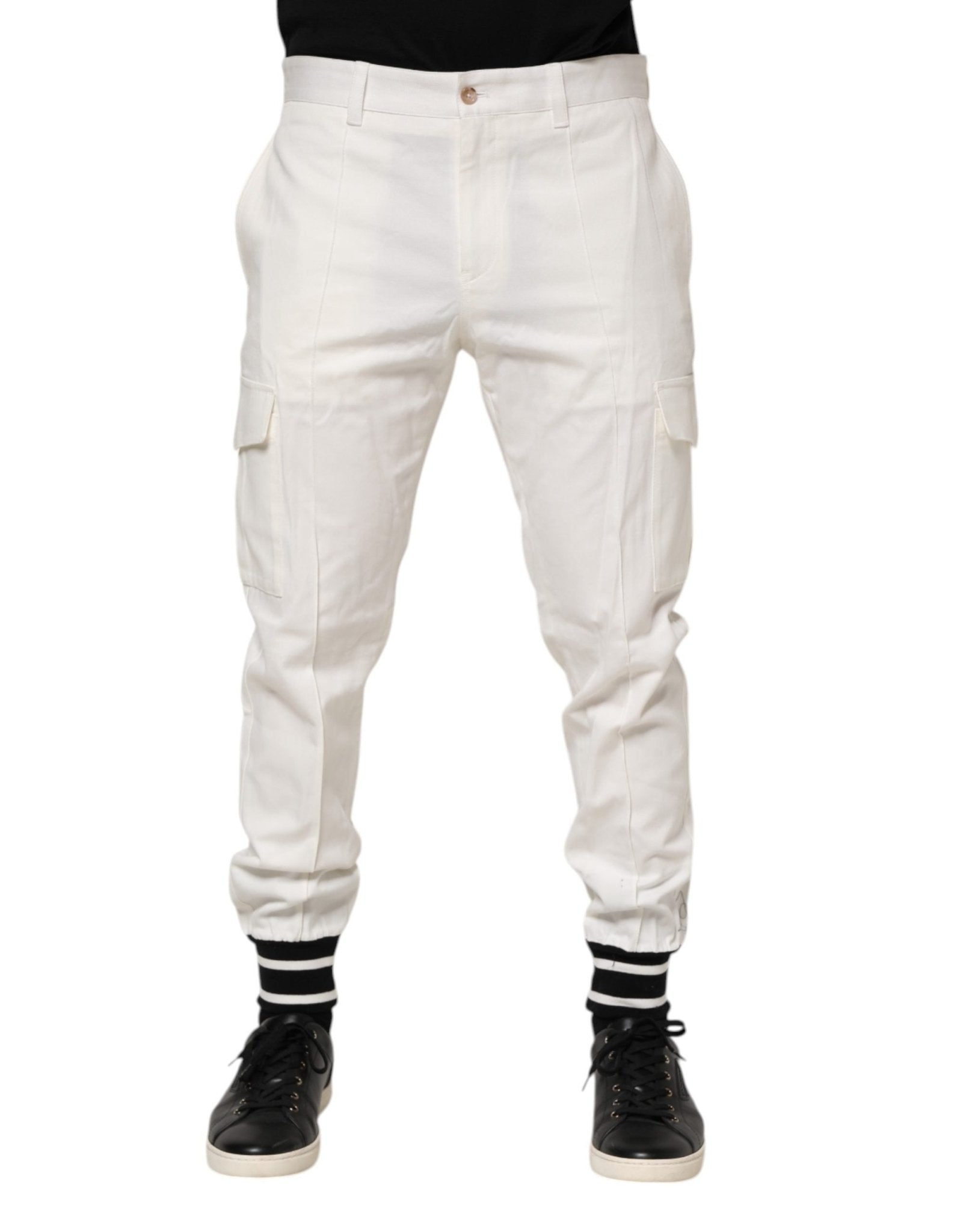 Dolce & Gabbana White Cotton Jogger Cargo Skinny Men Pants - RIMODA