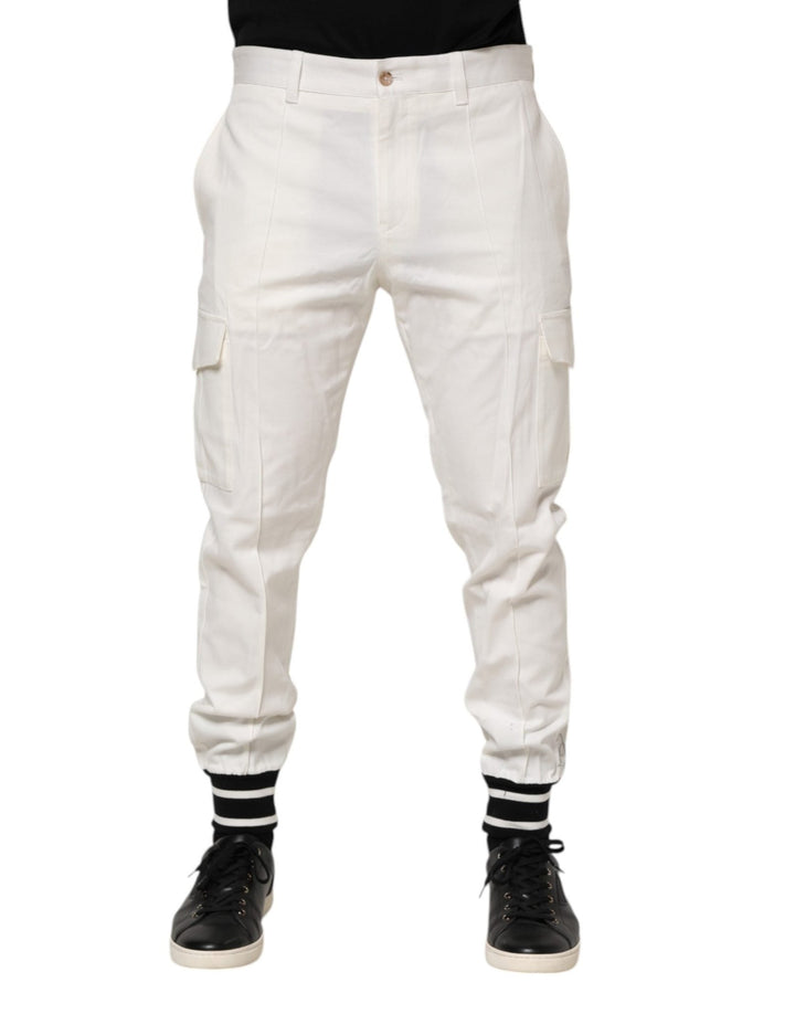 Dolce & Gabbana White Cotton Jogger Cargo Skinny Men Pants - RIMODA